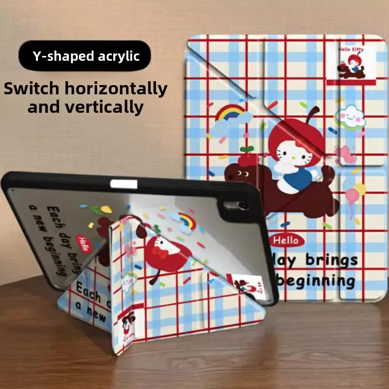 

Sanrio Hello Kitty для iPad Case 아이패드 케이스 3 + Y Fold IPad A16 Pro 4 5 6 Air 3 4 5 Чехол для планшета Funda 10th 11th Gen Защитный чехол