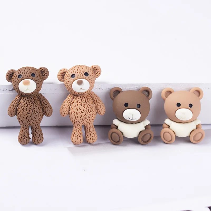 20Pcs Kawaii Cartoon Bear Resin Cabochon Flatbacks Embellishments for Scrapbooking Deco Parts DIY Hair Bows Center Accessories
