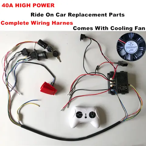 12V 24V 4WD self-made high-power wire harness with independent fan and controller remote control for Power wheels wire harness