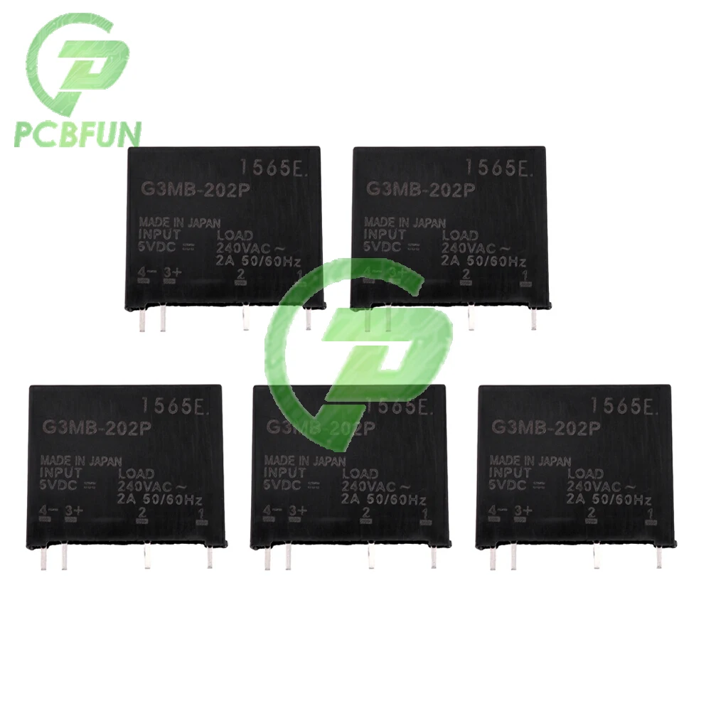 1pcs G3MB-202P 5V Relay Module G3MB 202P DC-AC PCB SSR In 5V DC Out 240V AC 2A Solid State Relay Timer Delay Relays Module