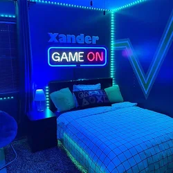 LED Icon Game ON Neon Light Sign Control lampada decorativa luci gioco Lampstand per Childern Room Bar Club Wall Decor Gift