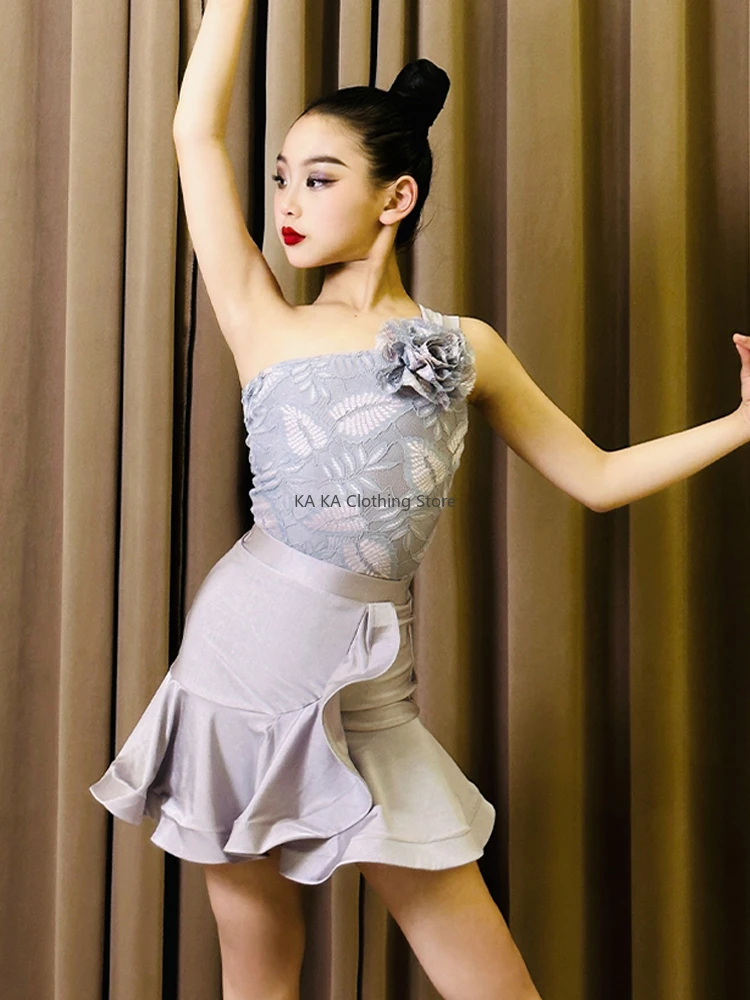 Cha Cha Rumba Latin Dance Clothes Girls Tango Dance Dress Girls Ballroom Dance Competition Dresses Kids Latin Practice Dress