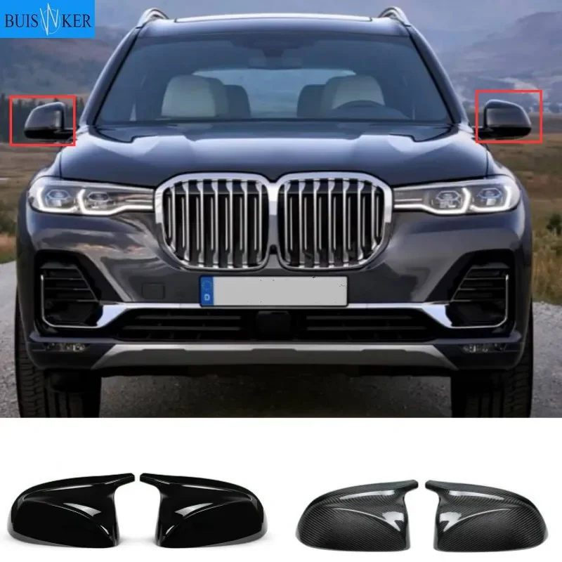 

Carbon Fiber Side Mirror Cover Cap For BMW X3 G01 2018 2019 X4 G02 X5 G05 X7 G07 horn Wing Rearview Case Shell Cover Replacement