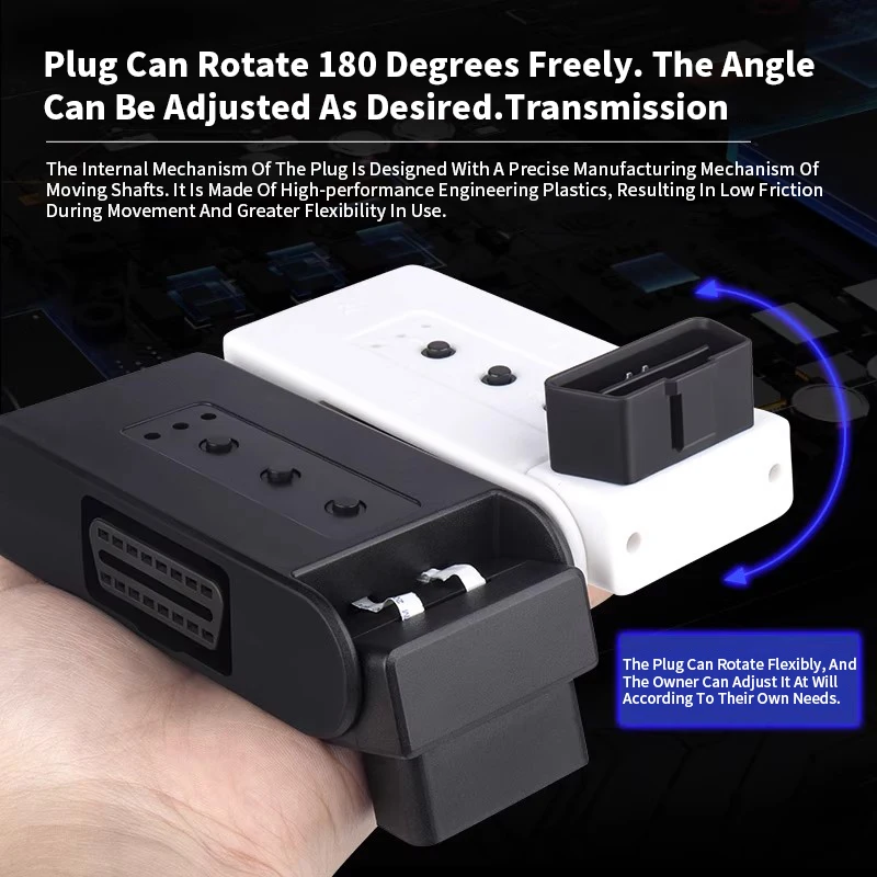 OBD2 1-to-2/1-to-3 Adapter Extension Cable with 16-Pin Connector for Car Diagnostic Splitter, Rotating Plug for Easy Wiring