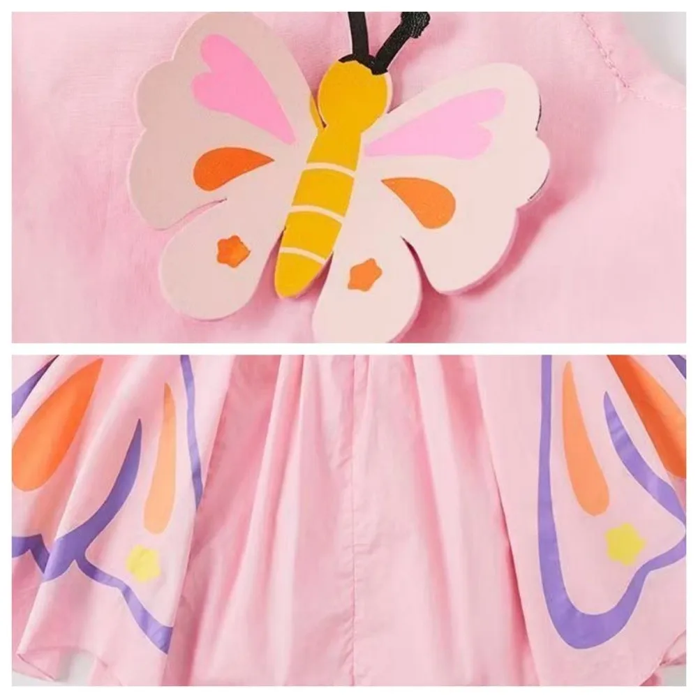 Elegant Long Sleeve Butterfly Wings Dress Cute Creative Princess Dress Sweet Polyster Girls Dress Children