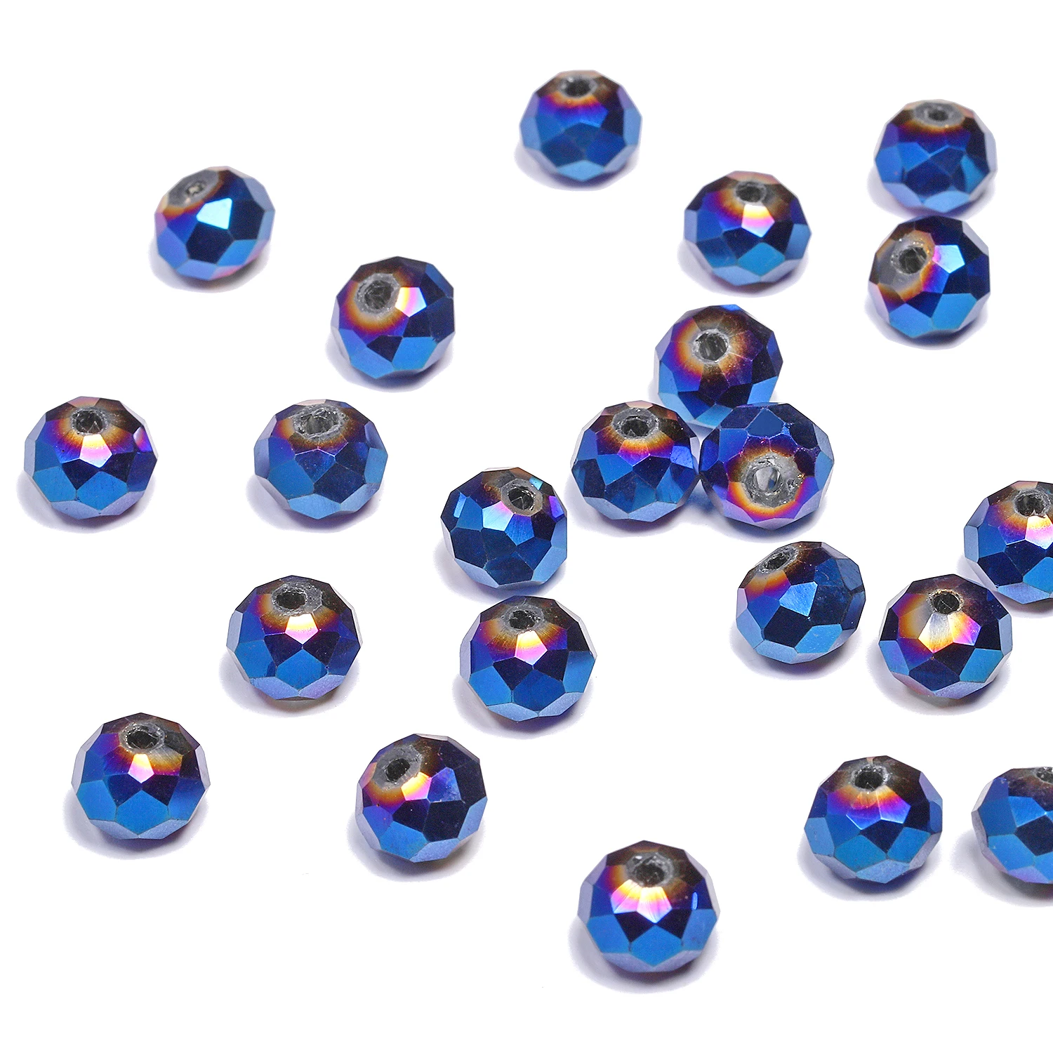 4–12 mm facettierte, blau plattierte Kristallglasperlen, Rondelle, lose Distanzperlen für Schmuckherstellung, DIY, handgefertigtes Perlenzubehör