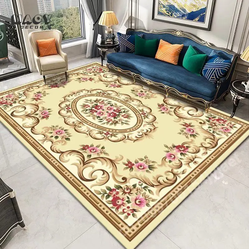 European Style Carpet Soft Rug for Home Living Room Bedroom Sofa Doormat Floor Decoration Non-slip Washable Large Size Area Mat