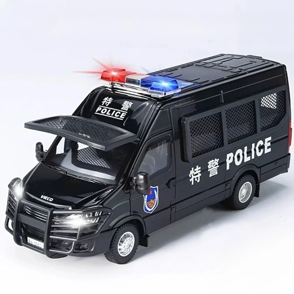 مقياس 1:24 سيارة شرطة لعبة نموذج سبيكة دييكاست ضوء الصوت التراجع الأبواب فتح نماذج محاكاة هدايا تذكارية للأولاد #1