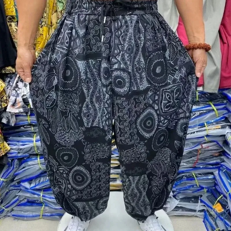 Elegant Fashion Harajuku Slim Fit Male Clothes Loose Sport All Match Casual Pants Printed Pockets Thin Style Wide Leg Trousers