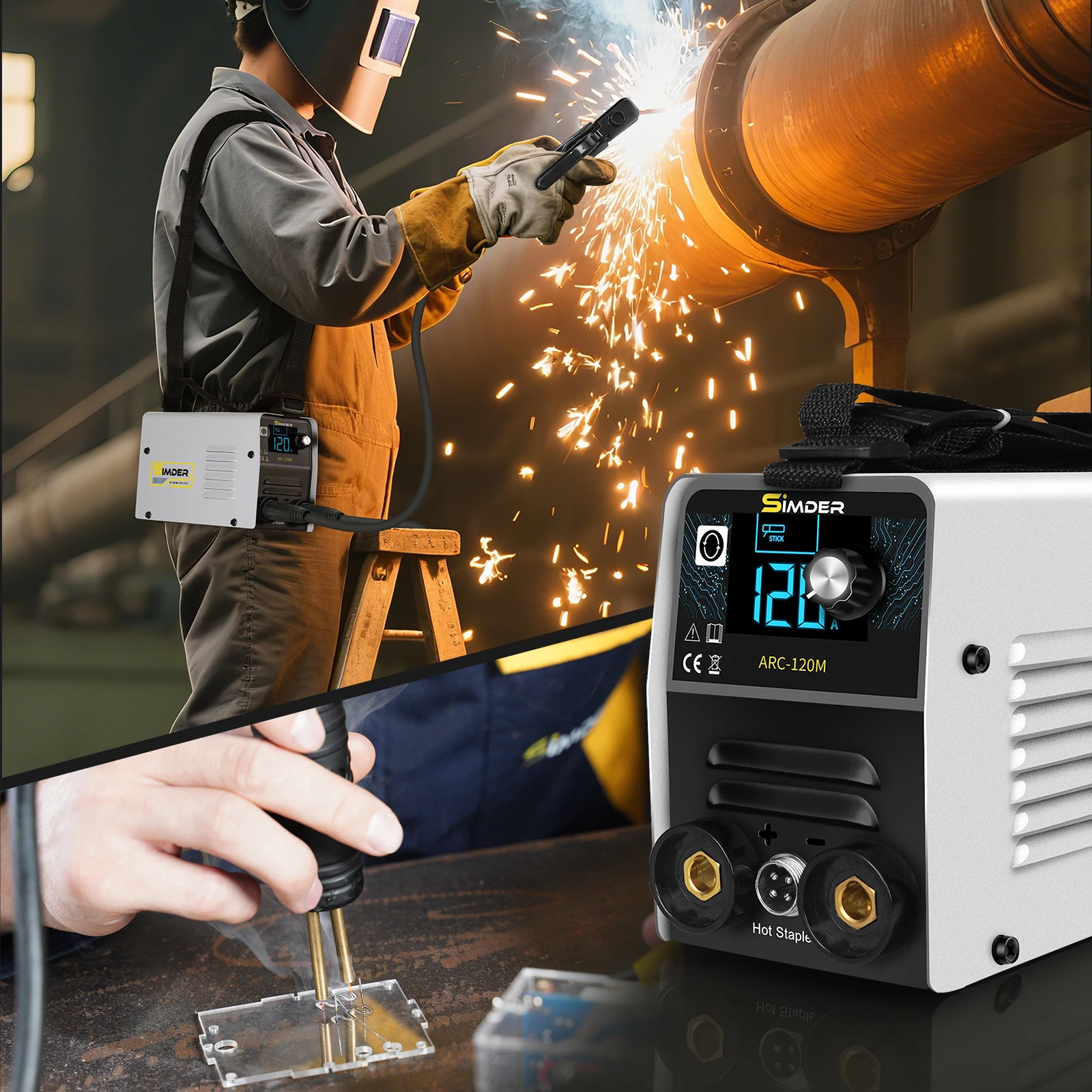 

SSIMDER Stick Welder Plastic Welder 2 in 1 Welding Machine ARC-120M 110V MMA ARC Welder Machine dc Inverter Welder with Digital