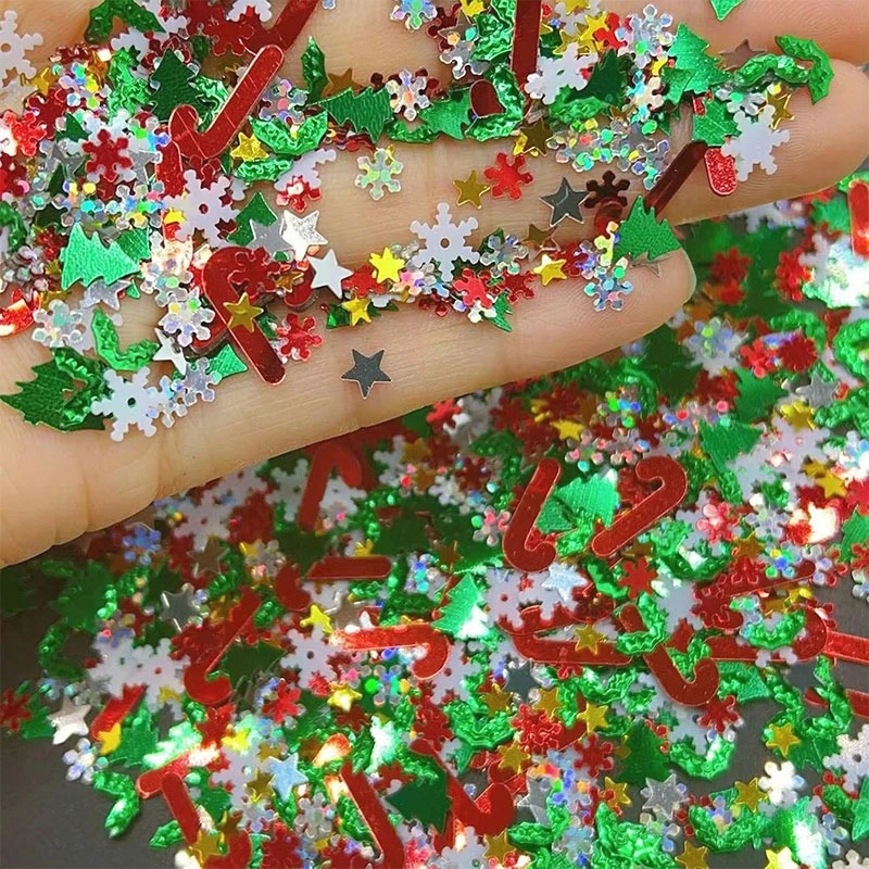 Bunte Weihnachtsdekoration, Konfetti-Pailletten, niedliche Weihnachtsserie, Party-Dekoration, Weihnachten, Neujahr, Arrangement-Zubehör