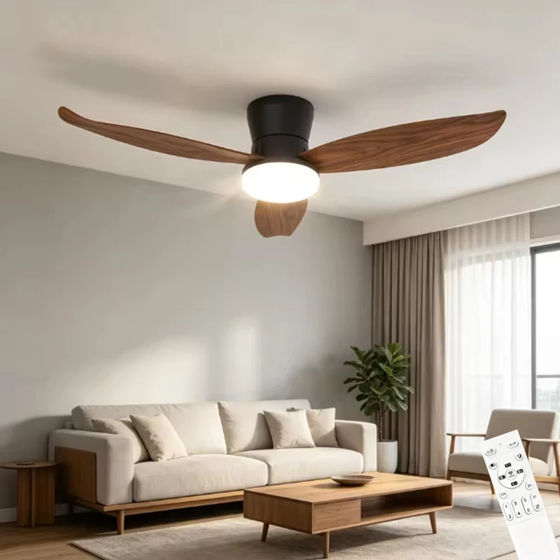 Modern Ceiling Fan with LED Light 3 Colors, 6 Speeds, 36 Inch/42 inch Electric Fans 3 Blades for Kitchen Bedroom Dining Room