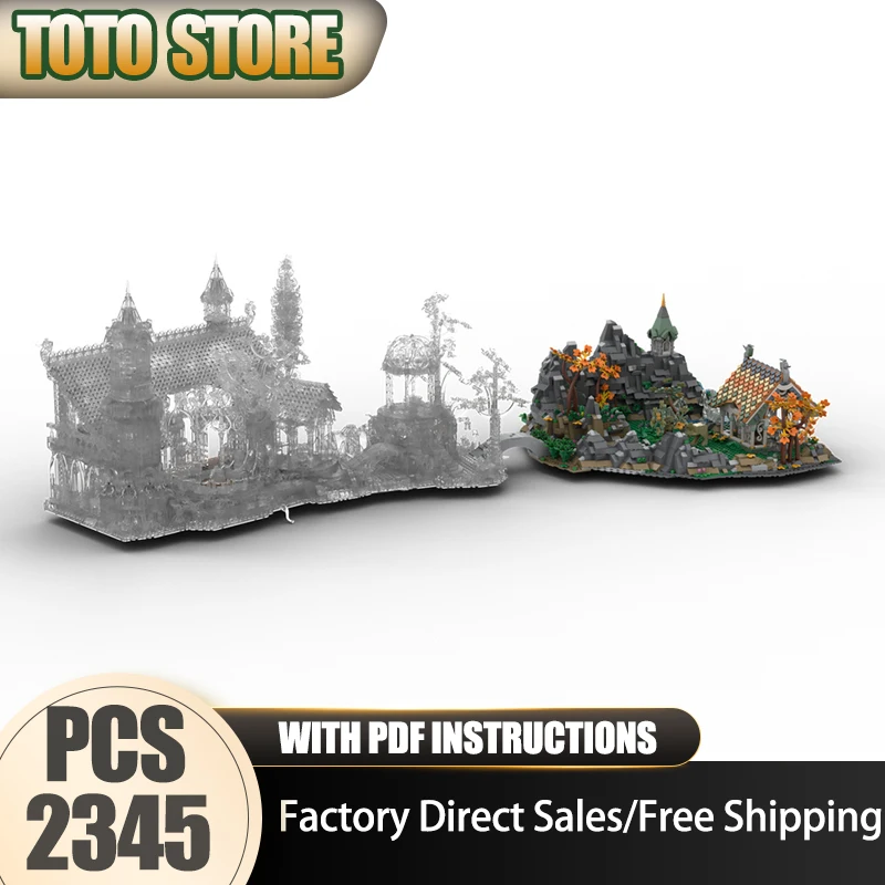 

Magic Rings Model Moc Building Blocks Rivendell Mountain Model Technology Brick DIY Assembly Construction Toy Holiday Gifts