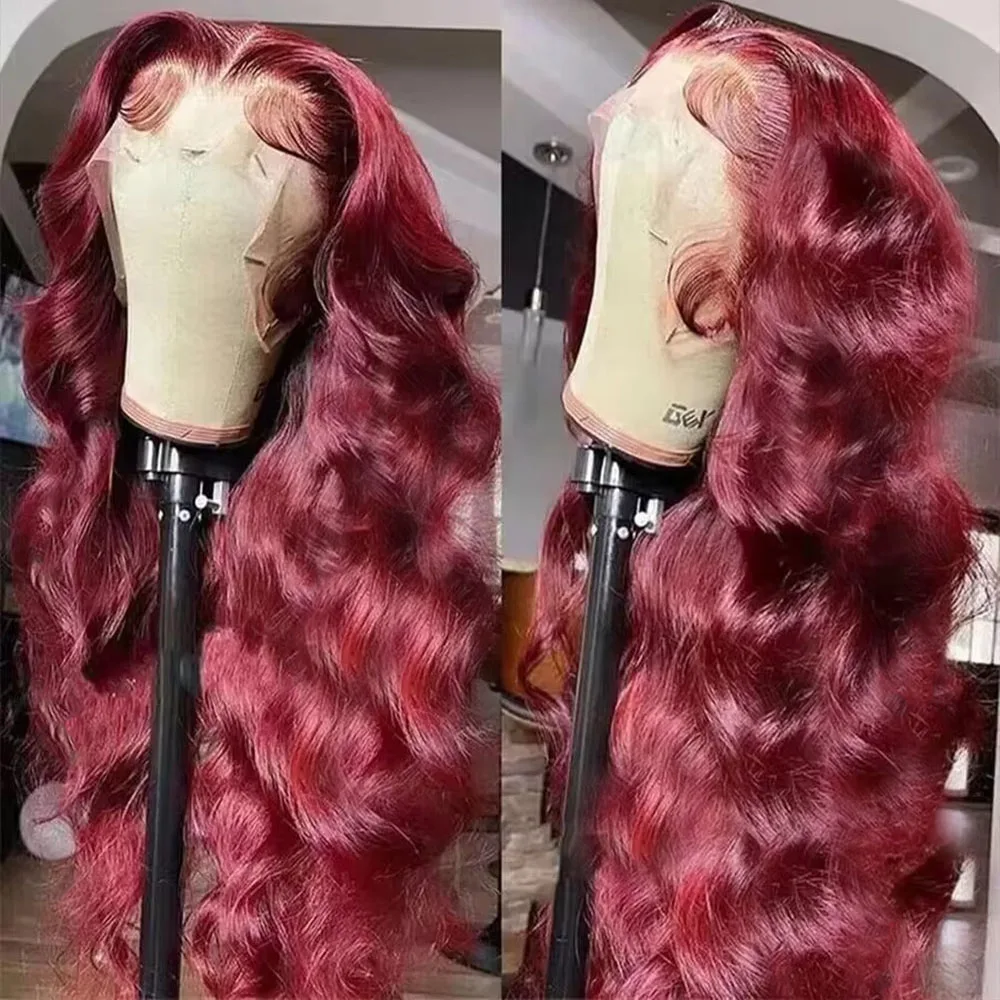 

250 Density 99J Burgundy Body Wave Human Hair Wig 13x4 HD Lace Frontal Human Hair Wig Brazilian Remy 100% Human Hair For Women