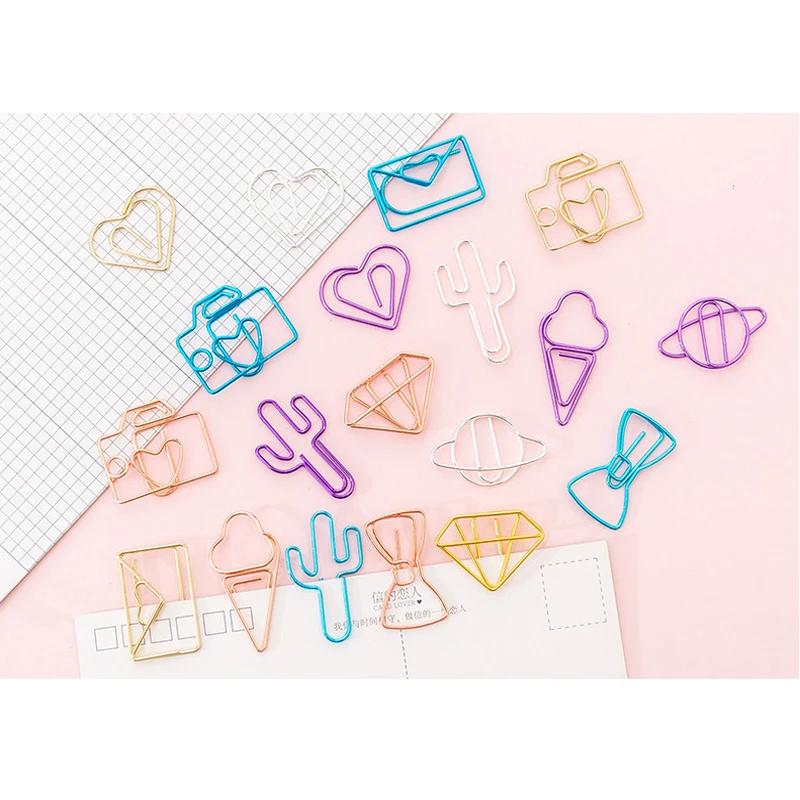 10Pcs/lot New Arrival Variously shaped Paper Clip school Office Stationery classification Bookmark Clip