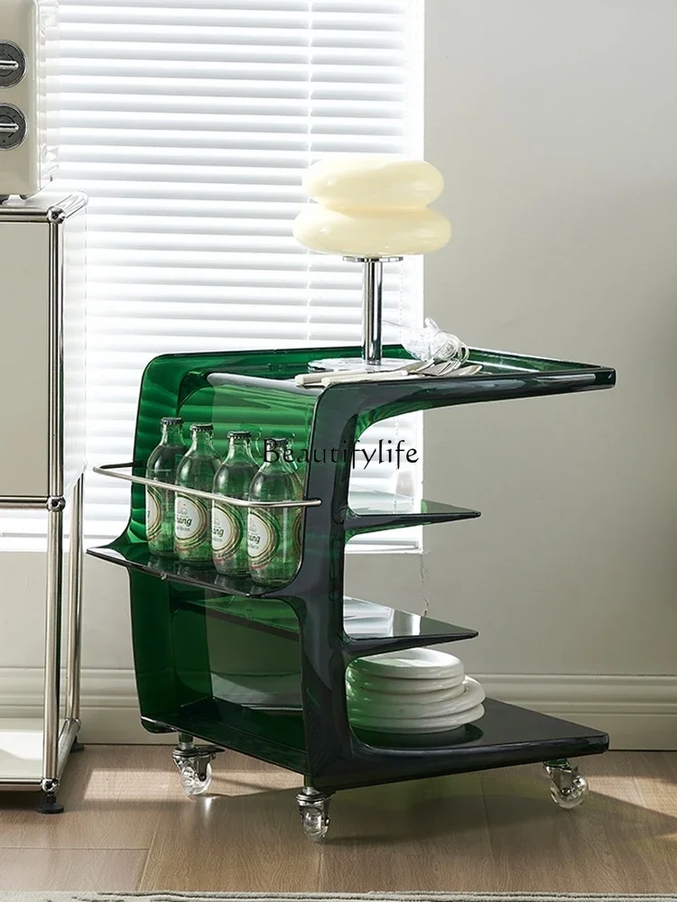 x4 Medieval sofa acrylic cart movable bedside cream wind medieval small coffee table