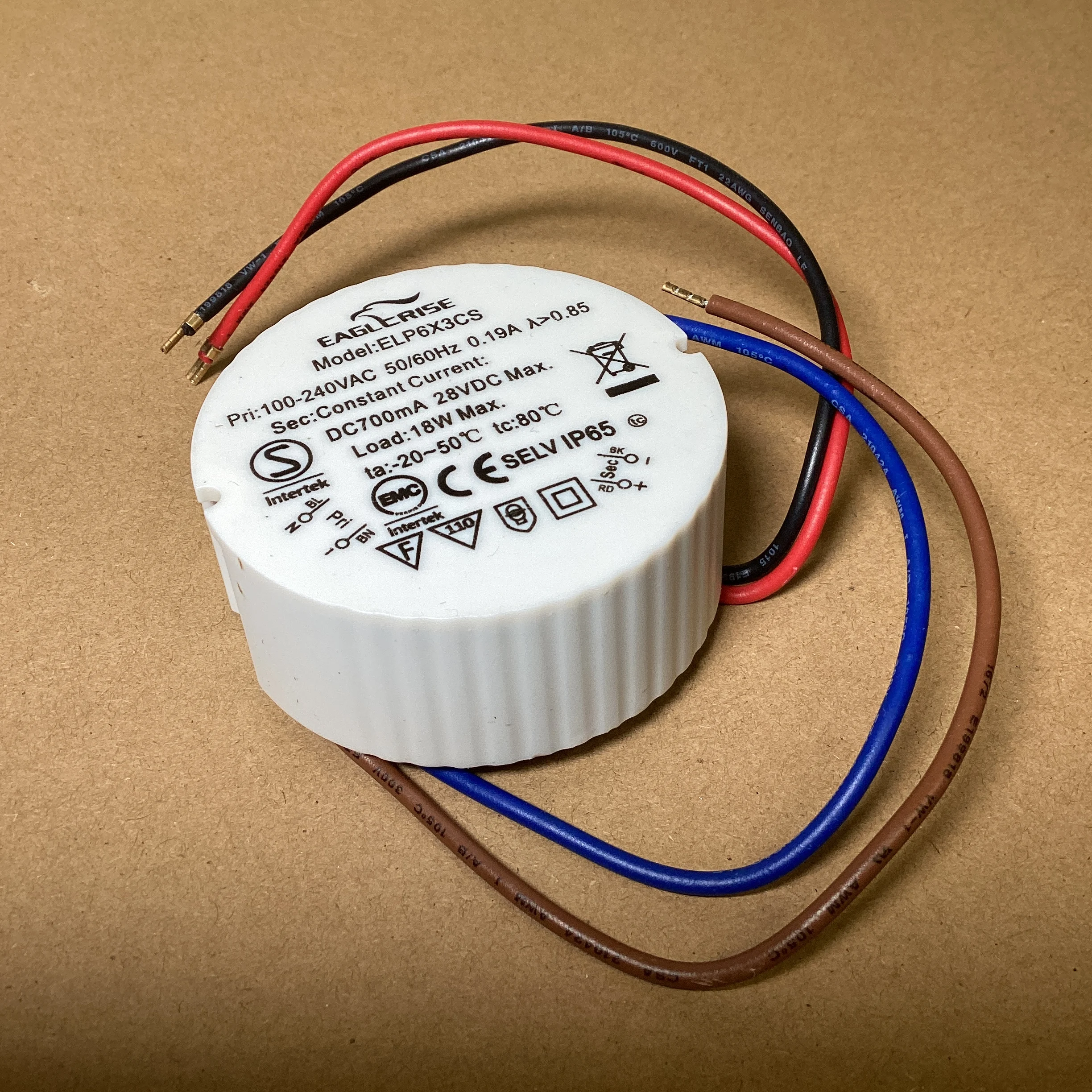 ELP6X3CS Eaglerise 9-18W Round LED Driver IP65 Constant Current 700mA