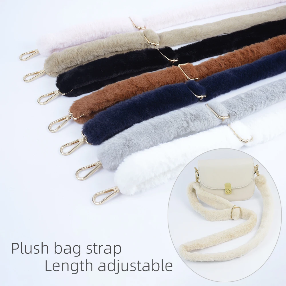 1 Pc Winter Warm Long Length Adjustable Plush Bag Strap Replacement Furry Belt for Women Shoulder Crossbody Bags Accessories
