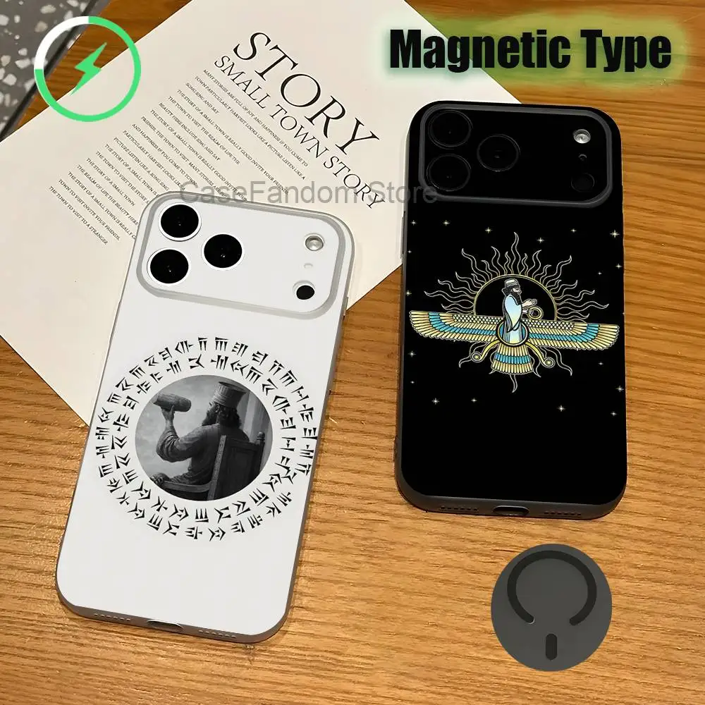 

Assyrian Colossal Lamassu For iPhone 17,16,15,14,13,12,11,Pro,Max,Plus Transparent gray Phone Case Magnetic Wireless Charging