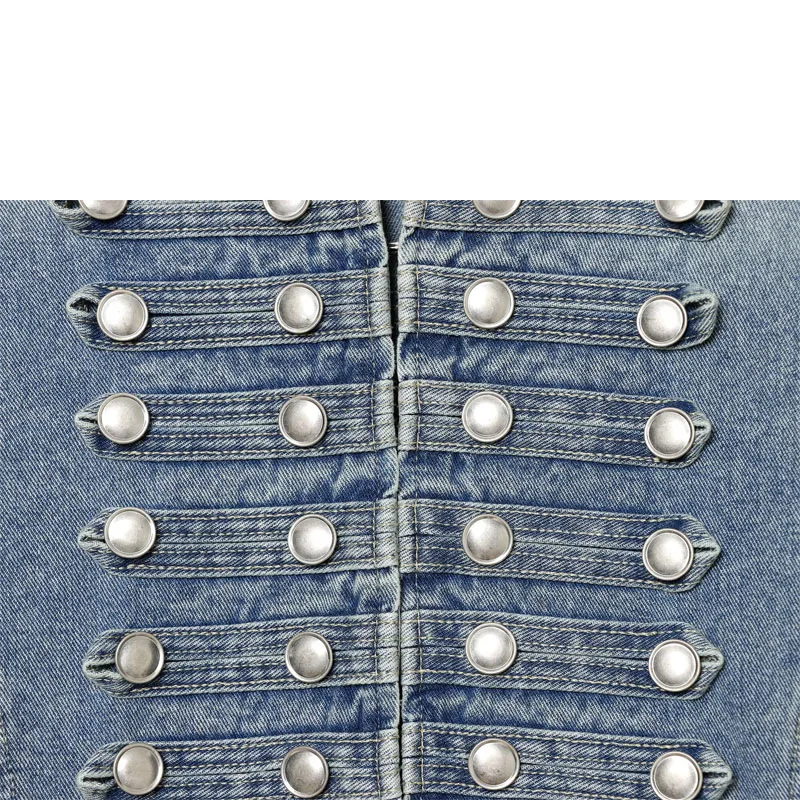 HXAO Women's Denim Jacket Coat Jeans Jacket Cropped White Blue Jean Jacket Woman Button Long Sleeve Casual Streetwear Outwear