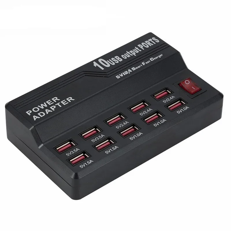 Multi 10 Port 12A 60W Charger USB Power Quick Charge Station For iPhone 7 5 5S 6 6S Plus iPad LG Samsung AC Adapter