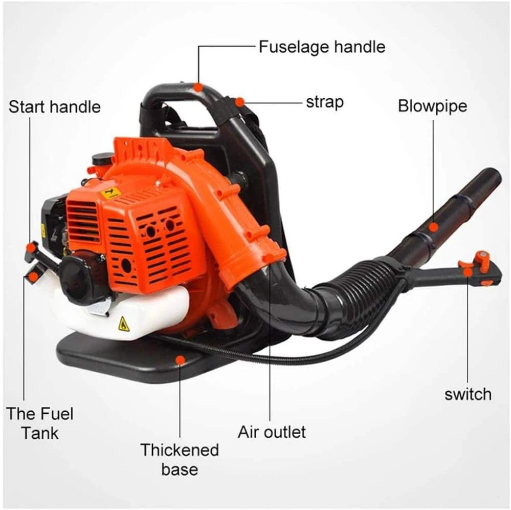 Backpack Leaf Blower Gas Powered 52CC 4-Stroke Backpack Gas Powered Leaf Blower  Air Cooling Gasoline Backpack Grass Blower