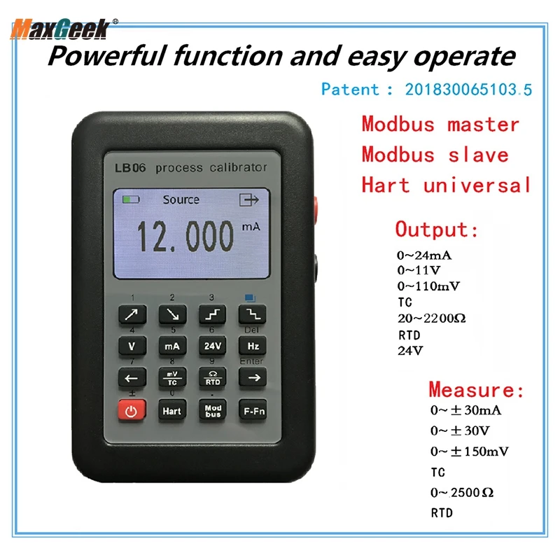 Maxgeek新しい多機能プロセス校正器LB06 modbus rtu hartコミュニケーPT100周波数4-20mA 0-10v信号キャリブレータ