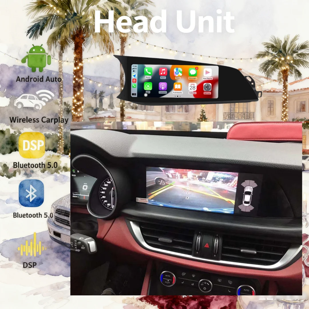 Android Auto For Alfa Romeo Giulia Stelvio 2016-2021 Car Radio Automobile Multimedia CarPlay Auto Bluetooth GPS Navig Stereo BT
