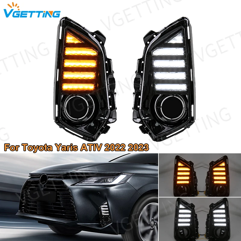 

Car Front Bumper LED Daytime Running Light DRL For Toyota Yaris Ativ Vios 2022 2023 Headlight Turn Signal Fog Lamp Yellow White