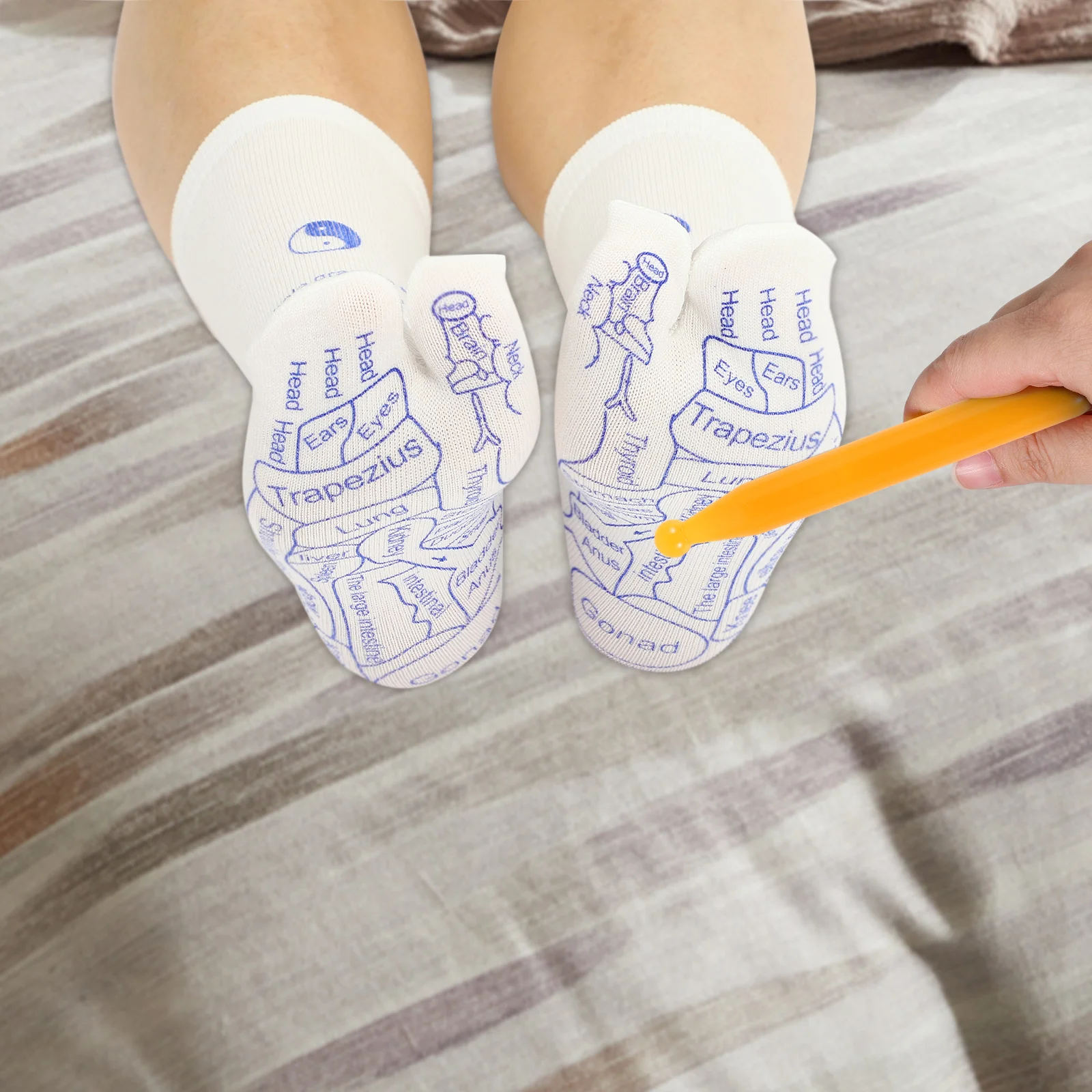 مجموعة واحدة من جوارب العلاج بالابر لتدليك القدم مع تصميم تحفيز نقطة الوخز، مرن ومريح مناسب للعلاج بالتعكسات الأخمصية #6