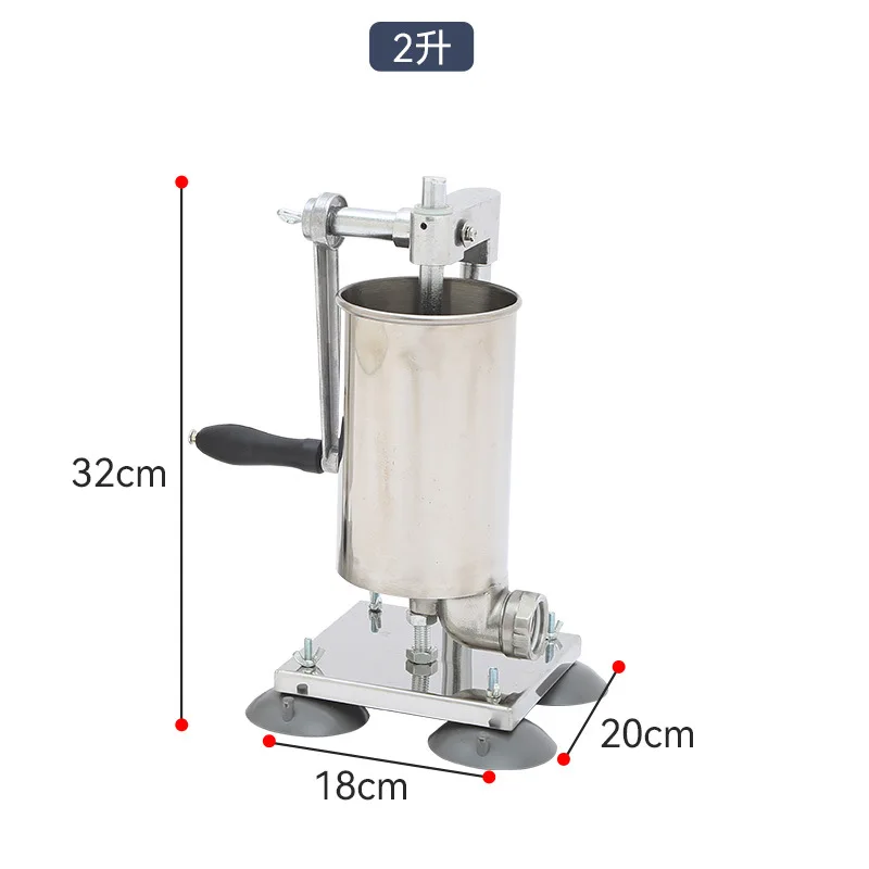Vertical Suction Base Stainless Steel Sausage Stuffer Hand Crank Manual Sausage Filling Making Machine