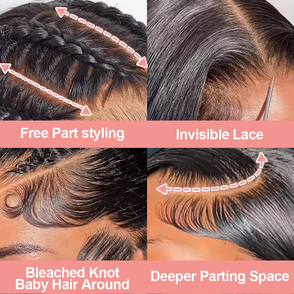 High-quality Vietnamese 250 Density 13x4 13x6 HD Lace Front Human Hair Wigs 30 40 Inch Bone Straight Human Hair Wigs Natural Pre Plucked Transparent Lace Frontal Wigs Pre Cut Glueless 5x5 Closure Wig Human Hair For Women
