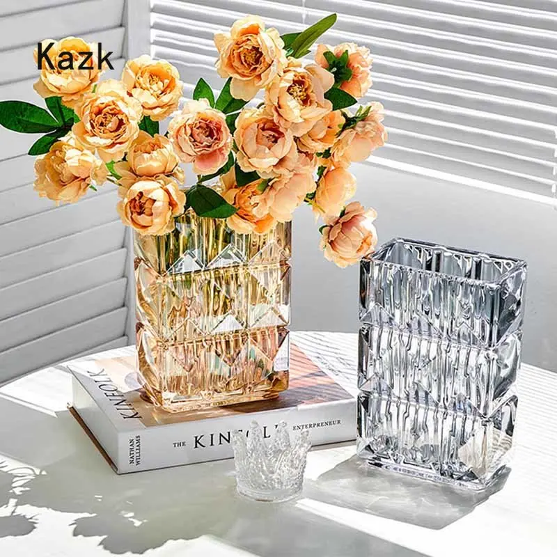 

High Grade Crystal Diamond Surface Glass Vase Accessories Light Luxury Living Room Hydroponics Ikebana Vase Home Decoration