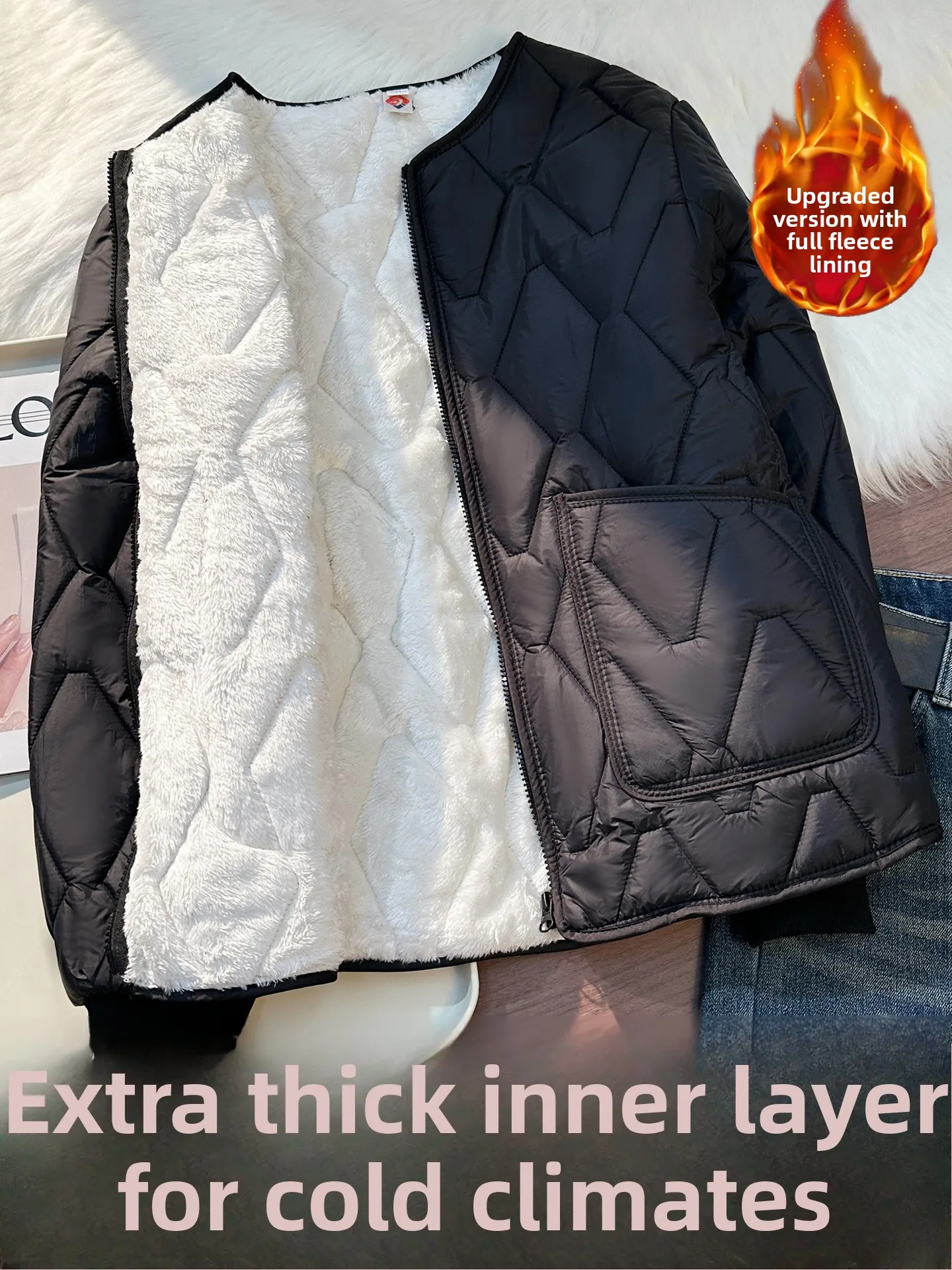 

Northeast Men's Fce Lined School orm Inner Wear Cotton Jaet Loose Cotton Clothes Warm Small Cotton Coat Casual Scene