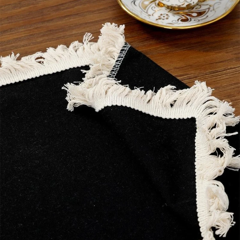 الشمال نمط بلون شرابة المفارش طاولة طعام بسيطة مقاومة للحرارة عدم الانزلاق الجدول حصيرة ديكور المنزل الطرف مفرش المائدة #5