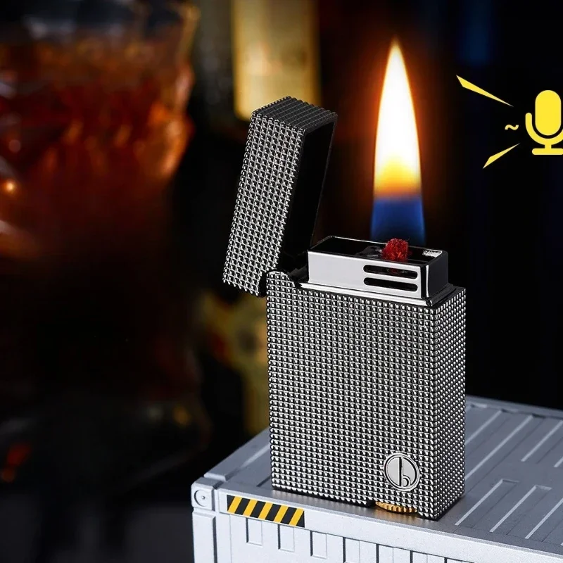 

Metal intelligent voice-activated butane lighter visible gas window USB rechargeable electric lighter cigarette lighter wholesal