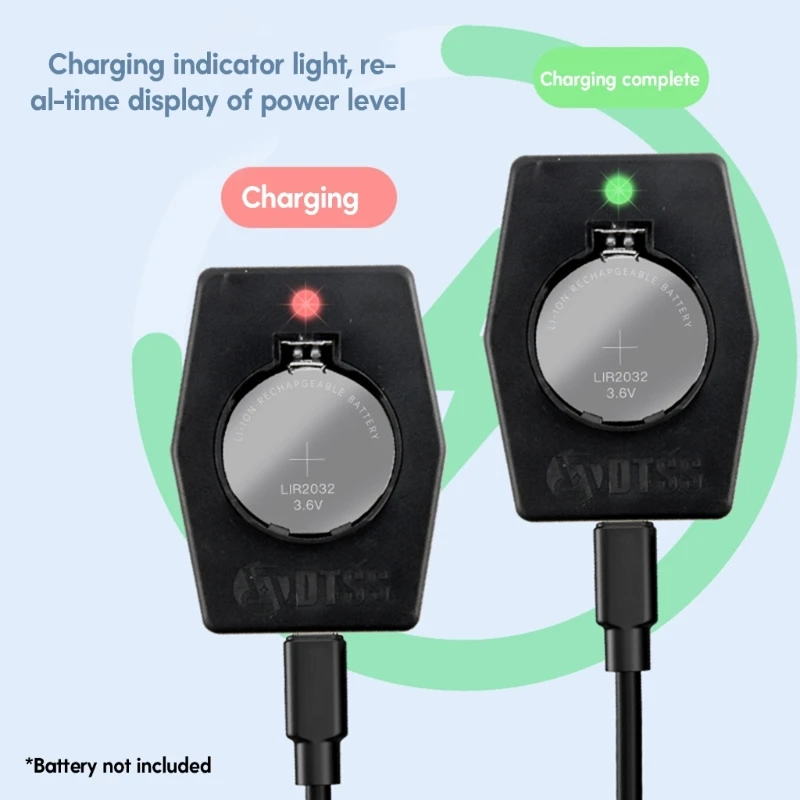 Rechargeable Button Battery Charger with TypeC Cable for Toys and Gadgets LIR2032 2025 2016 Batteries Charging Adapter K1KF