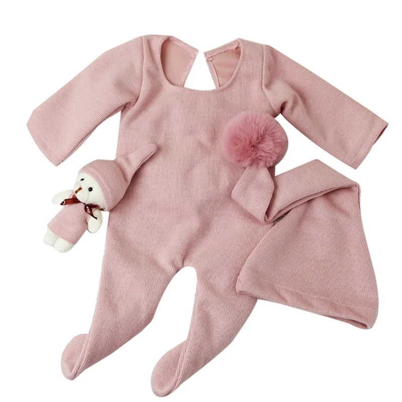 

N80C Newborn Photography Props Baby Boys Girls Outfits Long Tail Hat & Costume