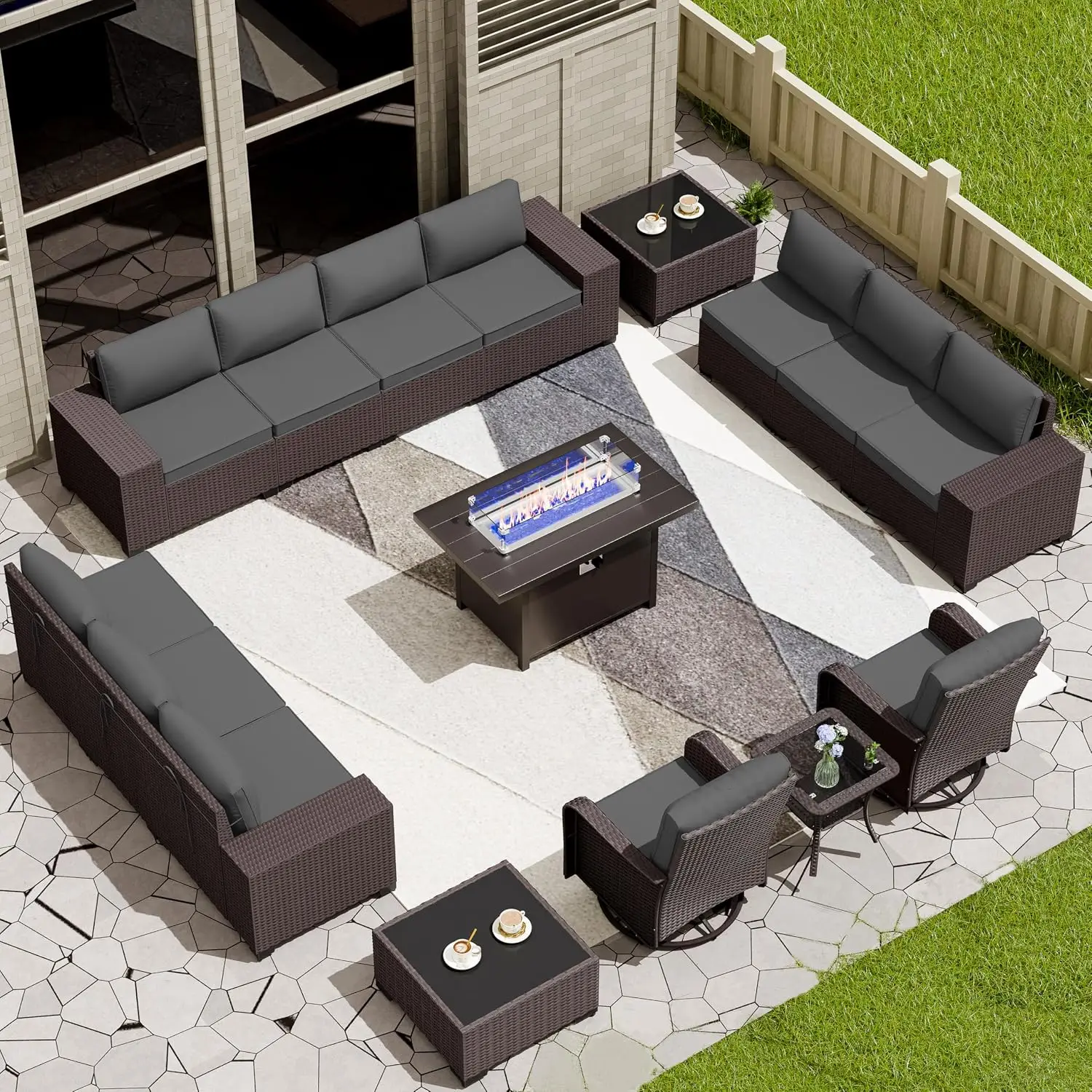 16 PCS Outdoor Patio Furniture Set,Outdoor Sectional Furniture with 45