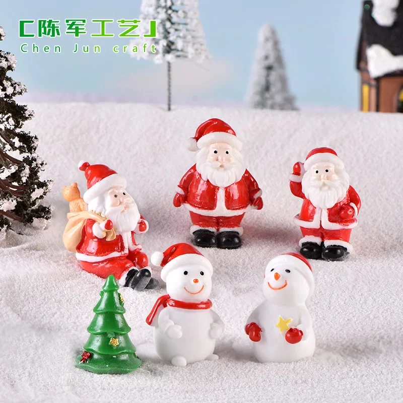 New christmas old man snowman micro landscape snow scene train box christmas socks small gift bell resin ornaments