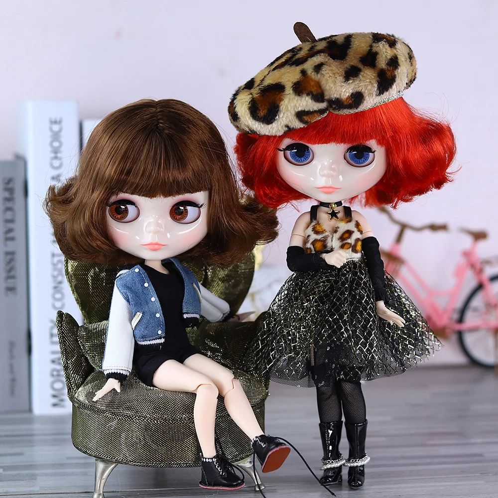 ICY DBS Blyth Doll 1/6 Joint 30cm White Skin Glossy Face Cute Short Hair Girl Set Doll BJD Toy Gift