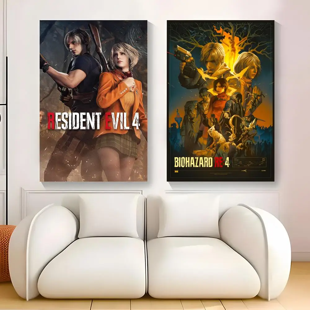 Resident Evil 4 Game Painting Calligraphy Exhibition poster photo oil painting canvas synthetic fiber for living dining room