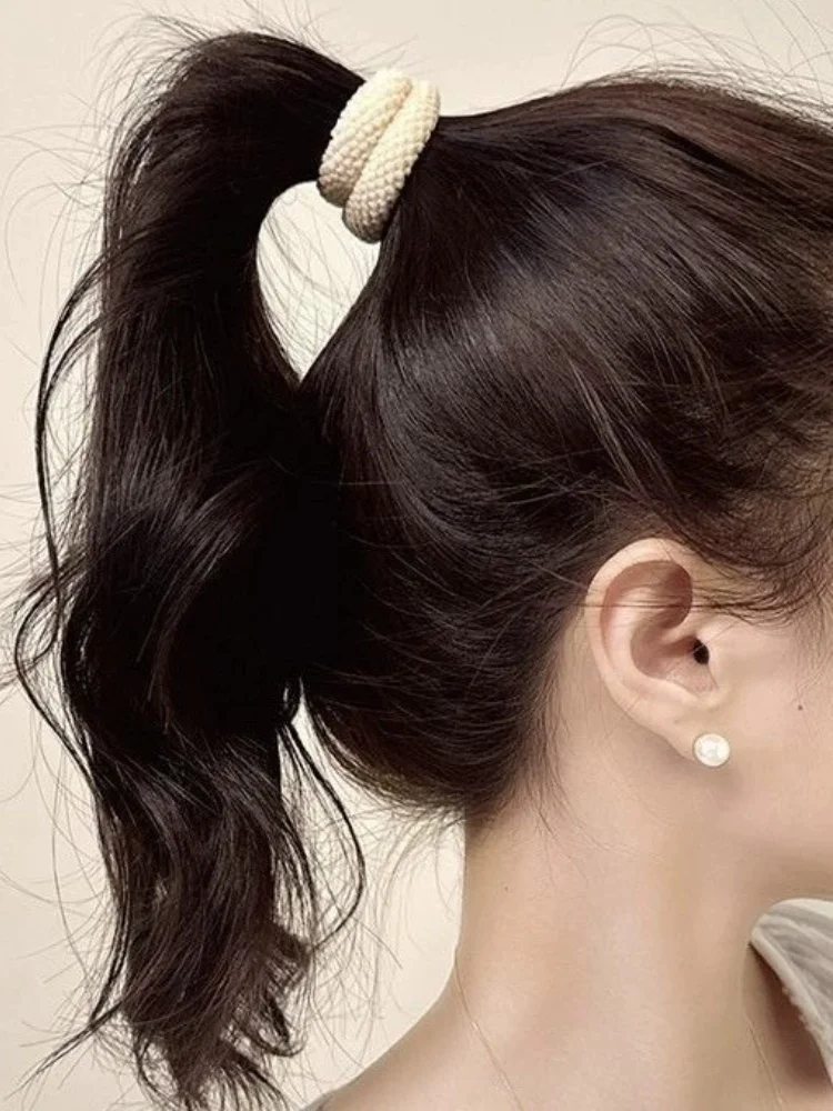 Eenvoudige, zeer elastische, naadloze haarband, verdikte rubberen band, haaraccessoire voor dames, duurzame hoge paardenstaart scrunchie. - afbeelding 2