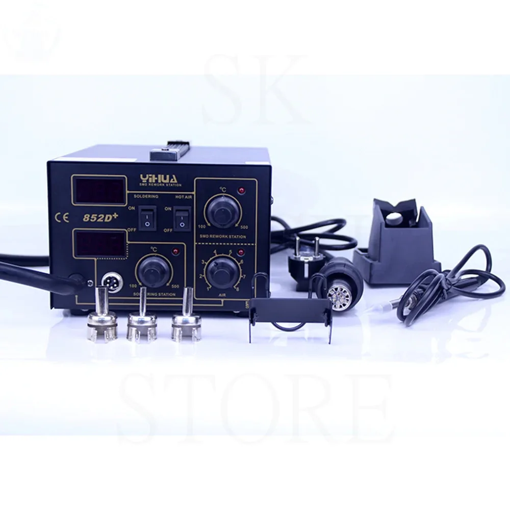 YIHUA 852D+Pump Microcomputer control Air Flow Adjustable Hot Air With Soldering Air Soldering Station warming-up quickly