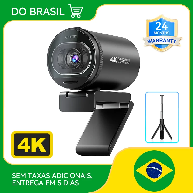 Webcam 4k streaming câmera web 1080p 60fps emeet s600 usb computador/câmera portátil com microfones duplos para jogos/youtube/chamada de vídeo