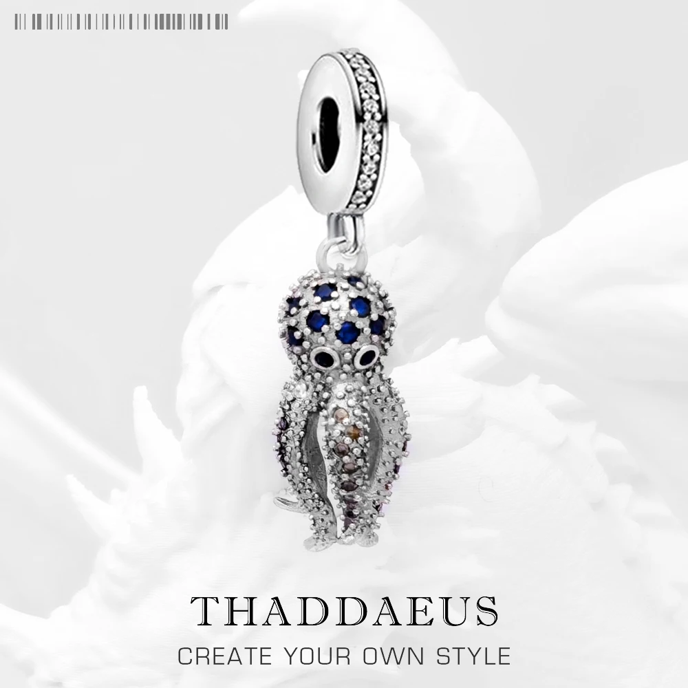 

Dangle Charm Pendant Blue Octopus Europe Style Club Jewelry Trendy Ocean Gift In 925 Sterling Silver