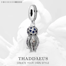 Dangle Charm Pendant Blue Octopus Europe Style Club Jewelry Trendy Ocean Gift In 925 Sterling Silver