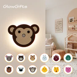 Sensor Wall Lamp LED Creative Cute Animal Night Light Wool Felt Motion Induction Night Light Rechargeable For Bedroom Staircase