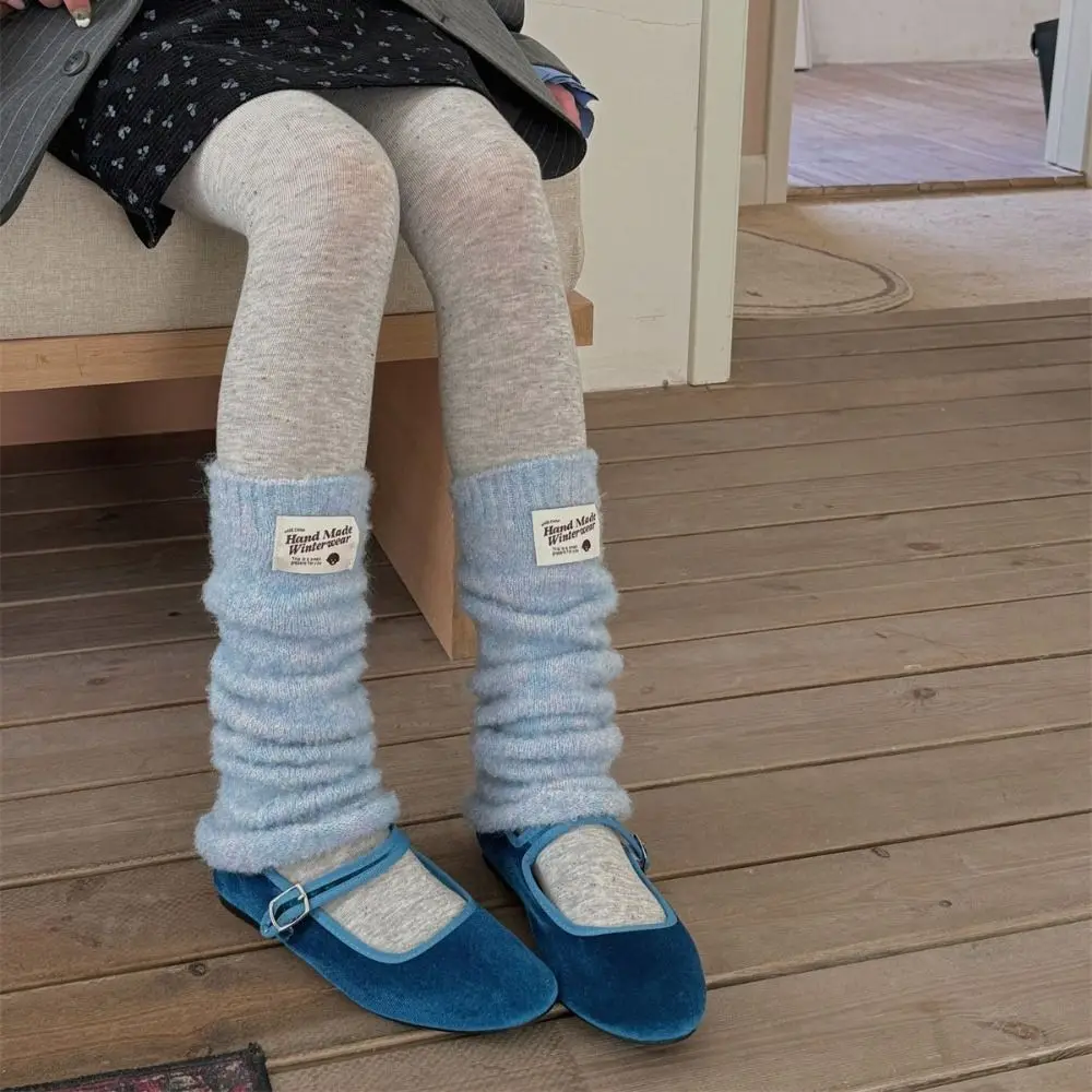 Calentadores de piernas Y2k tejidos coloridos informales, calentadores de piernas suaves y dulces, medias de felpa para mujeres y niñas