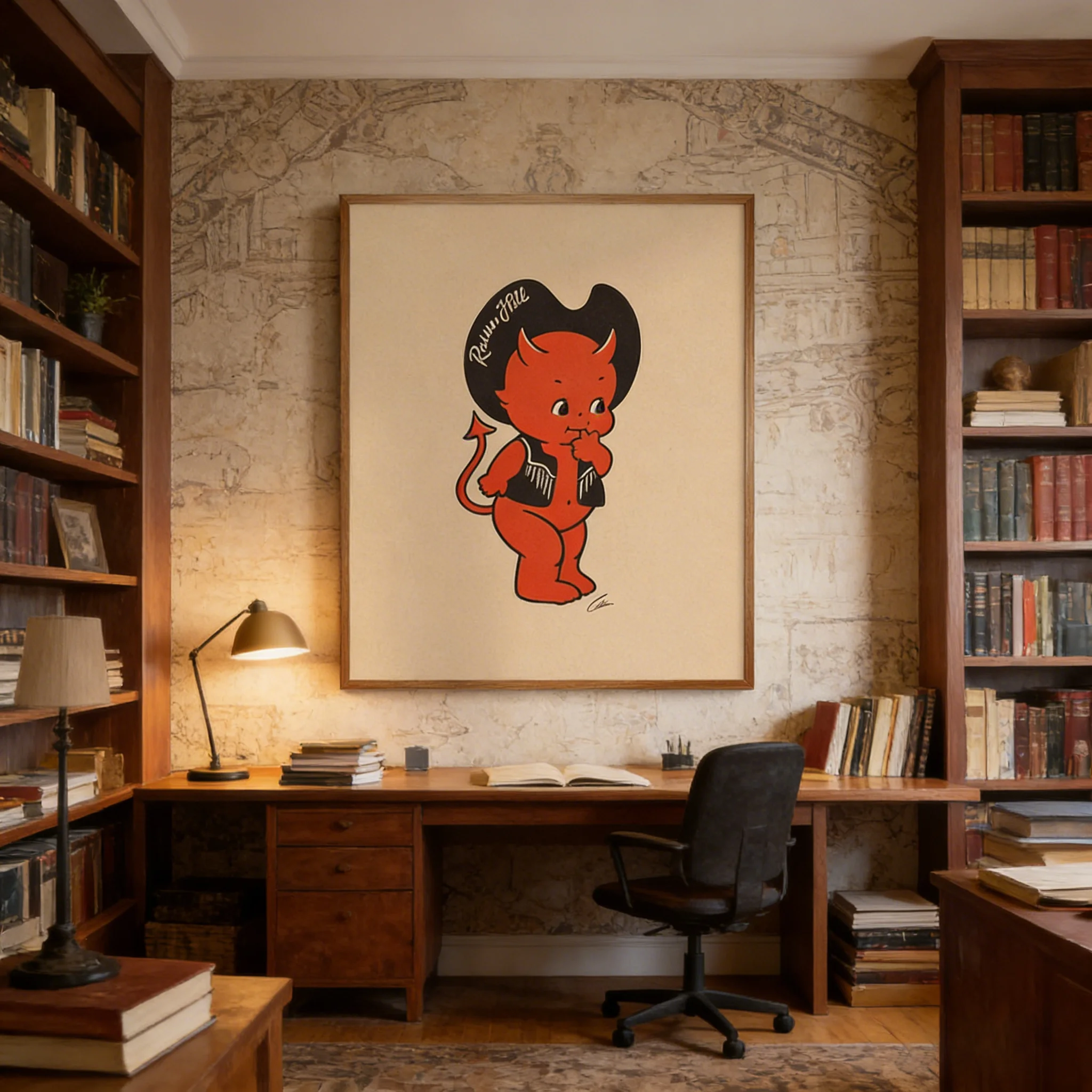 ,Giclée Fine Wall Art Print, Western Devil Print, Cowboy Devil Art, Retro Wall Art, UNFRAMED